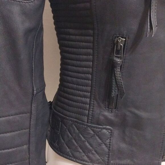 BODA SKINS N S Alexander Premium Black Leather Moto Jacket 2 Luxe Edgy Biker Fit - Picture 4 of 17